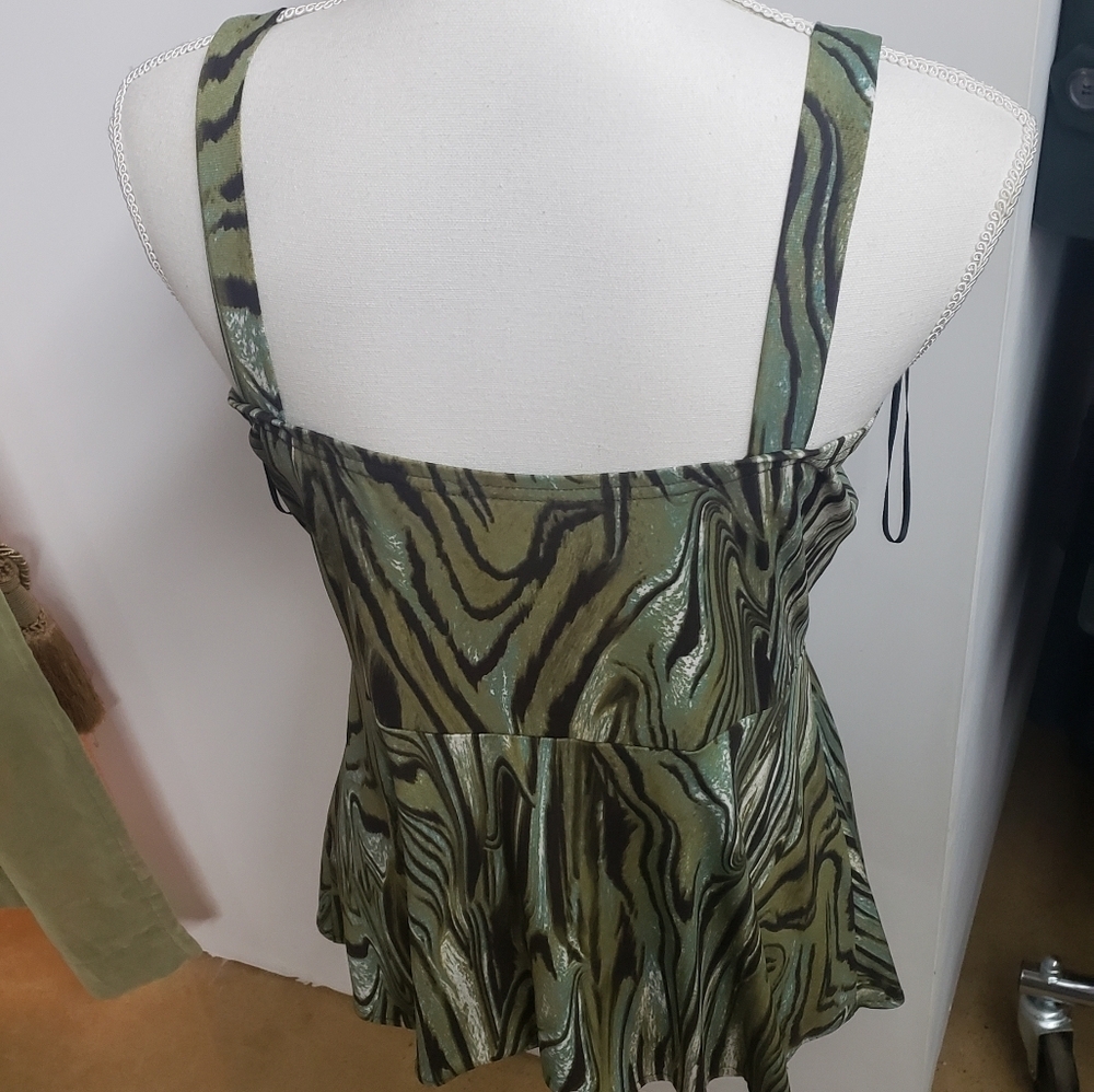 NWOT Linda Segal Print Feather Tank Top - Picture 5 of 9